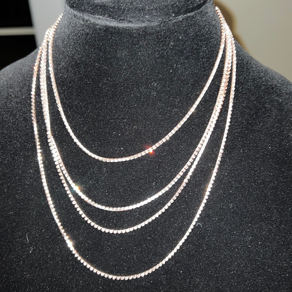 Unbranded 4 Strand Narrow Sparkly Layered Look Necklace